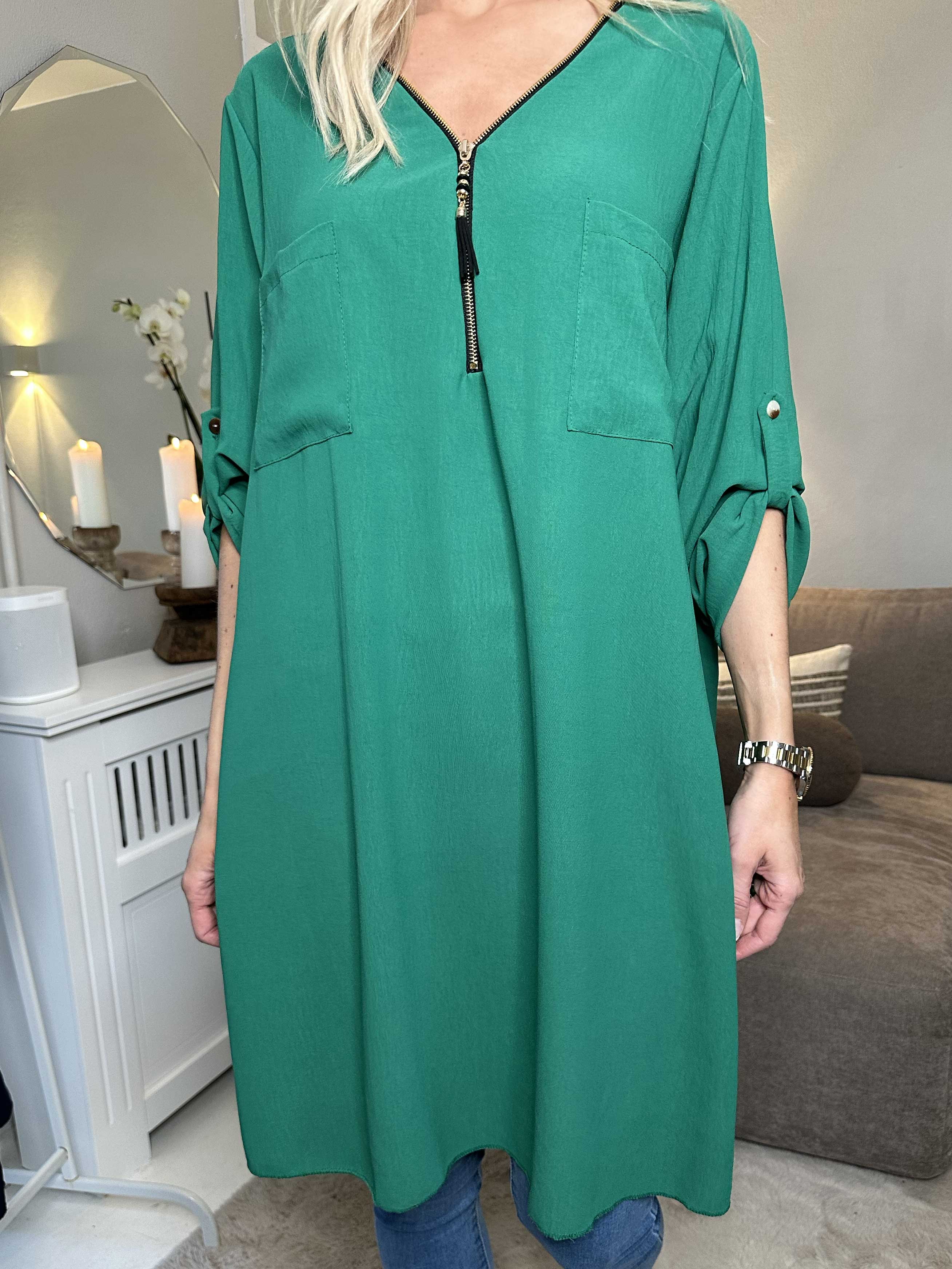 Claudia Dress - Tunikaklänning med dragkedja och fickor